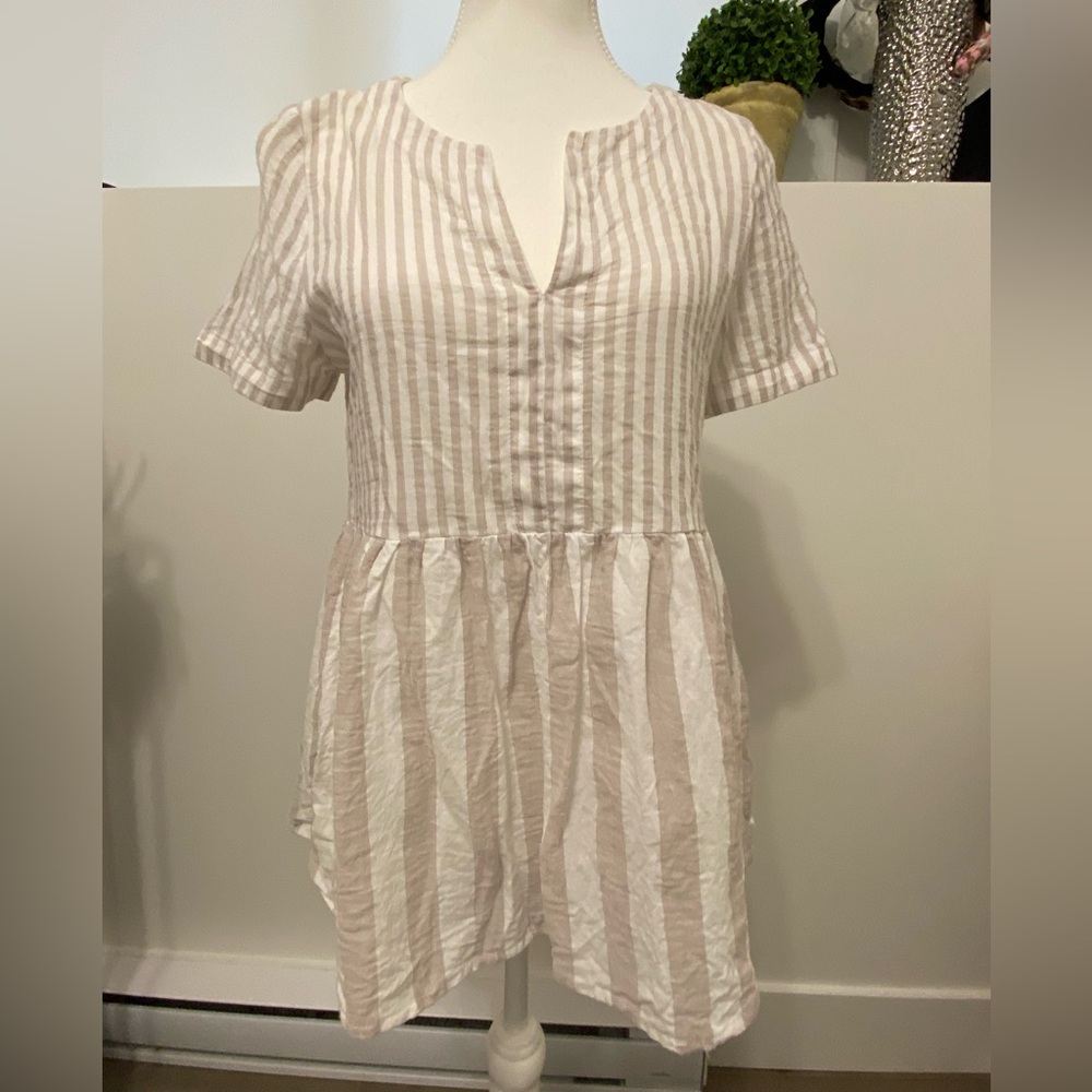 Striped Beige Blouse for Women